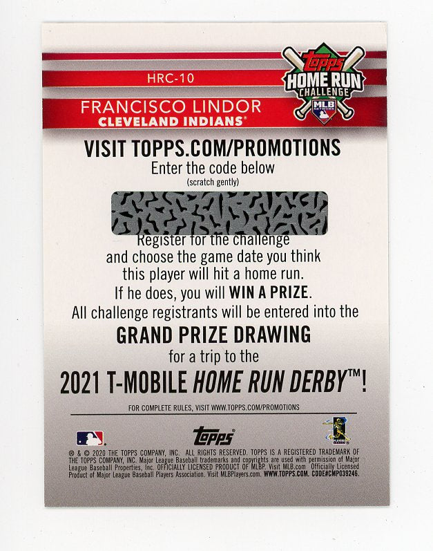 2020 Francisco Lindor Home Run Challenge Topps Cleveland Indians # HRC-10