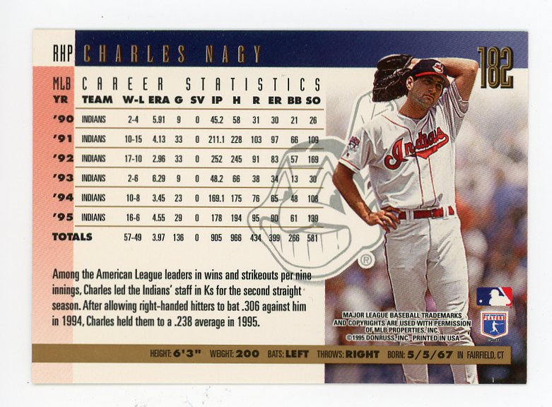 1995 Charles Nagy Press Proof Donruss Cleveland Indians # 182