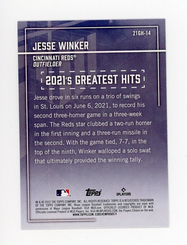 2022 Jesse Winker Greatest Hits Refractor Topps Cincinnati Reds # 21GH-14