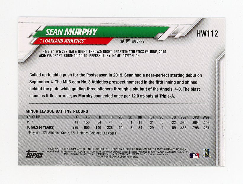 2020 Sean Murphy Rookie Holiday Topps Oakland Athletics # HW112