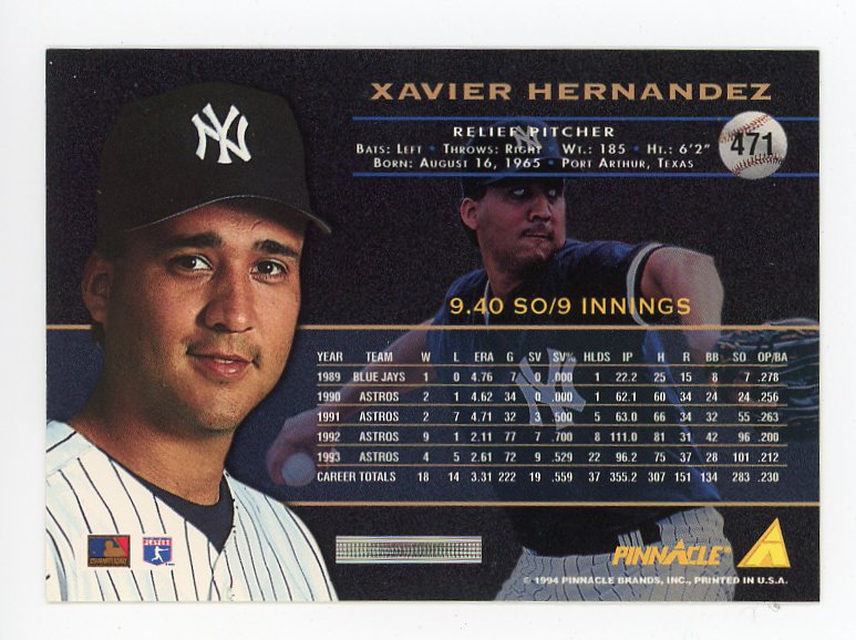 1994 Xavier Hernandez Artist Proof Pinnacle New York Yankees # 471