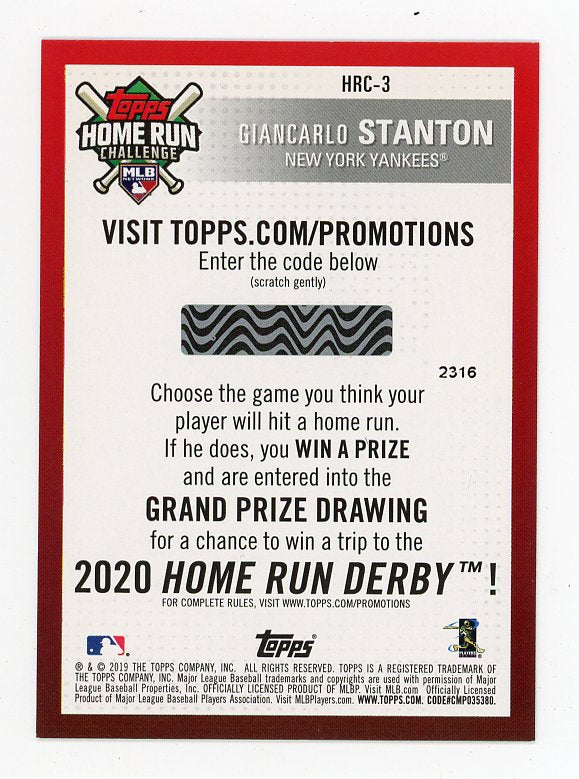 2019 Giancarlo Stanton Home Run Challenge New York Yankees # HRC-3