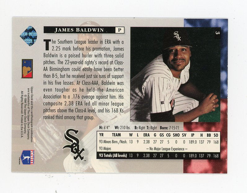 1994 James Baldwin Star Rookies Upper Deck Chicago White Sox # 3