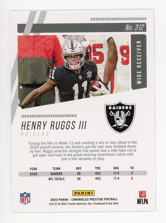 2020 Henry Ruggs III Rookie Panini Las Vegas Raiders # 312