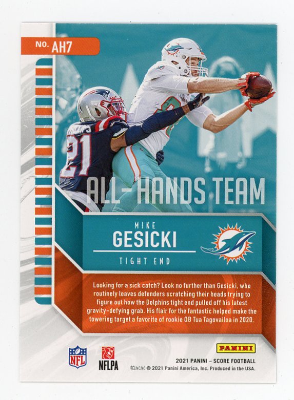 2021 Mike Gesicki All-Hands Team Score Miami Dolphins # AH7