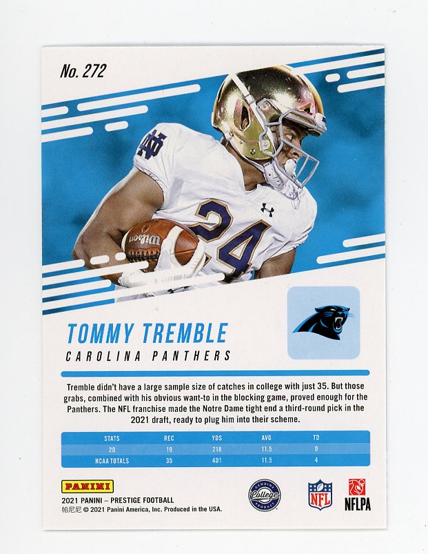 2021 Tommy Tremble Rookie Prestige Carolina Panthers # 272