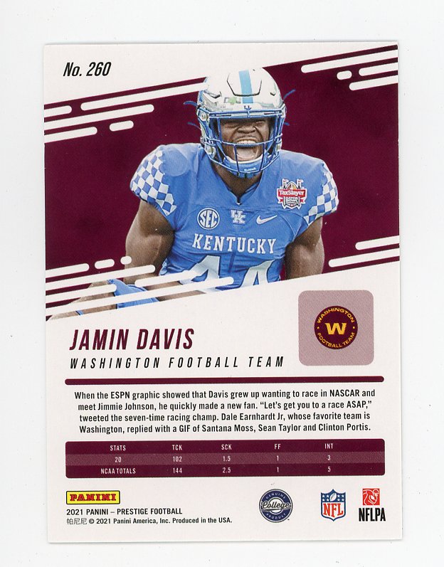 2021 Jamin Davis Rookie Prestige Washington Nationals # 260