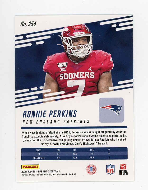 2021 Ronnie Perkins Davis Rookie Prestige New England Patriots # 254