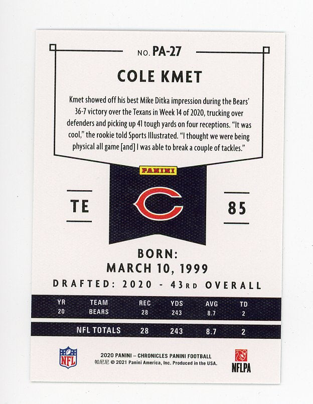 2021 Cole Kmet Rookie Chronicles Chicago Bears # PA-27