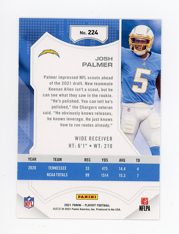 2021 Josh Palmer Rookie Playoff Los Angeles Chargers # 224