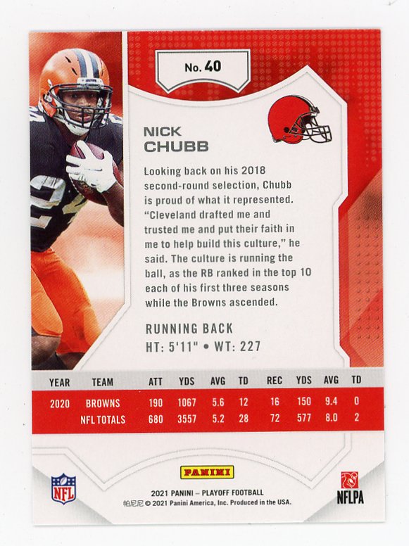 2021 Nick Chubb Goal Line Playoff Cleveland Browns # 40