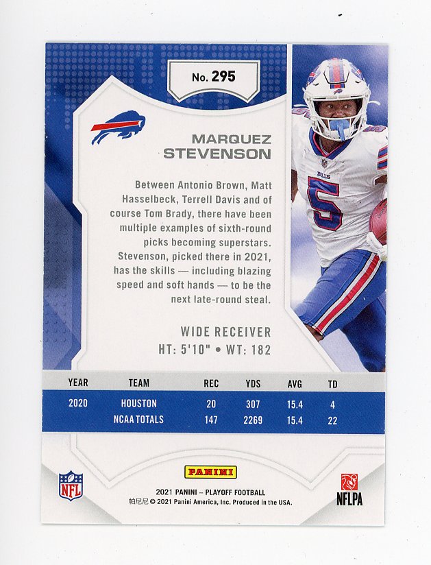 2021 Marquez Stevenson Rookie Playoff Buffalo Bills # 295