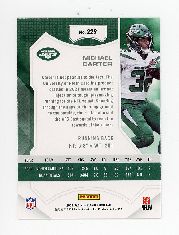 2021 Michael Carter Rookie Playoff New York Jets # 229