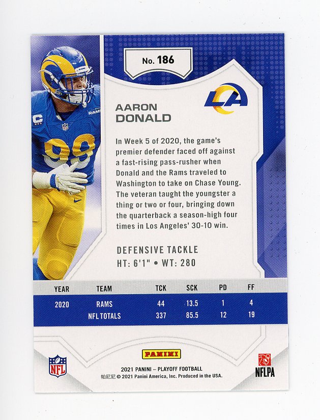 2021 Aaron Donald Goal Line Playoff Los Angeles Rams # 186