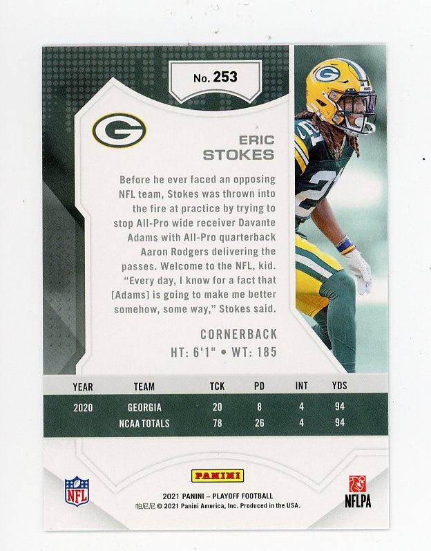 2021 Eric Stokes Rookie Goal Line Playoff Green Bay Packers # 253