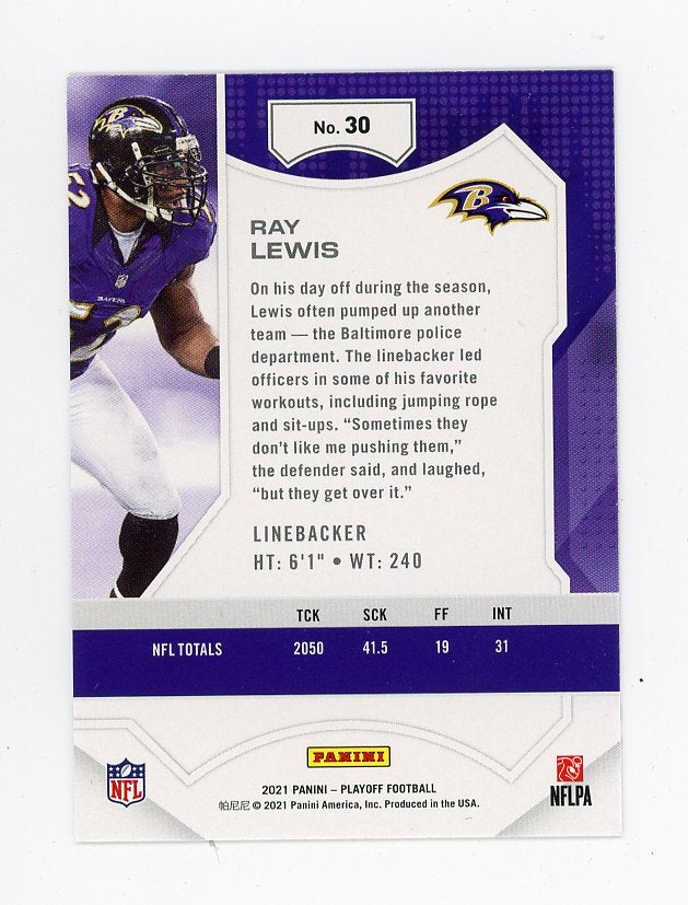 2021 Ray Lewis Goal Line Playoff Baltimore Ravens # 30