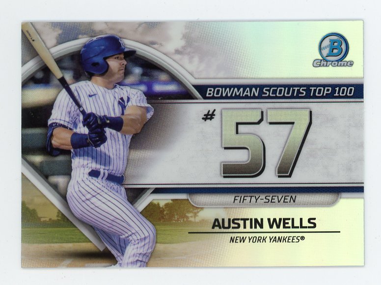 2023 Austin Wells Scouts Top 100 Bowman Chrome New York Yankees # BTP-57