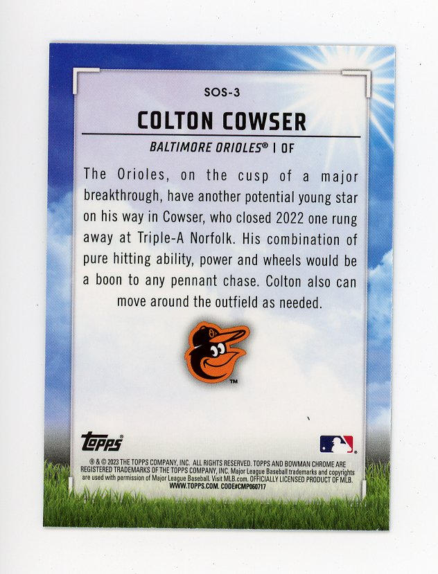 2023 Colton Cowser Sights On September Bowman Chrome Baltimore Orioles # SOS-3