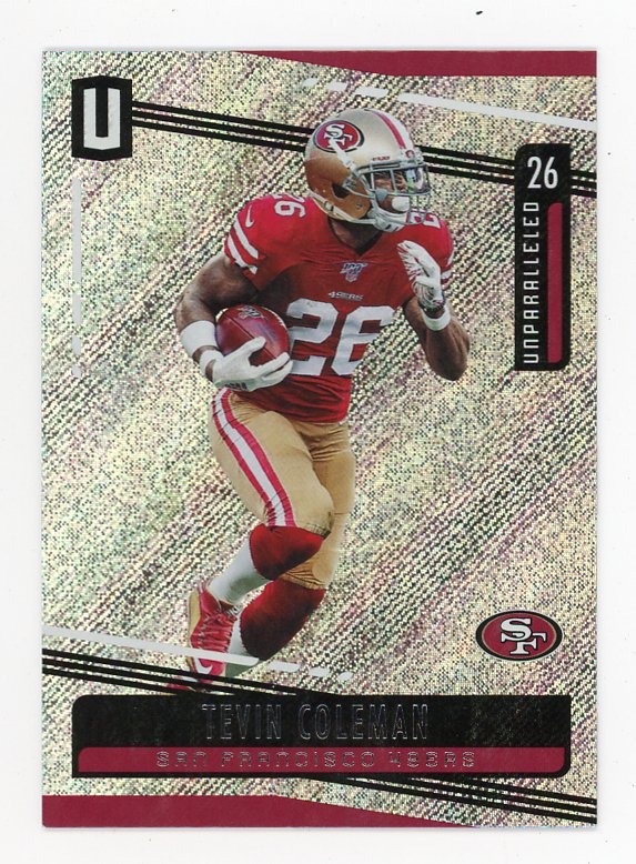 2019 Tevin Coleman Unparalleled Panini San Francisco 49ers # 159