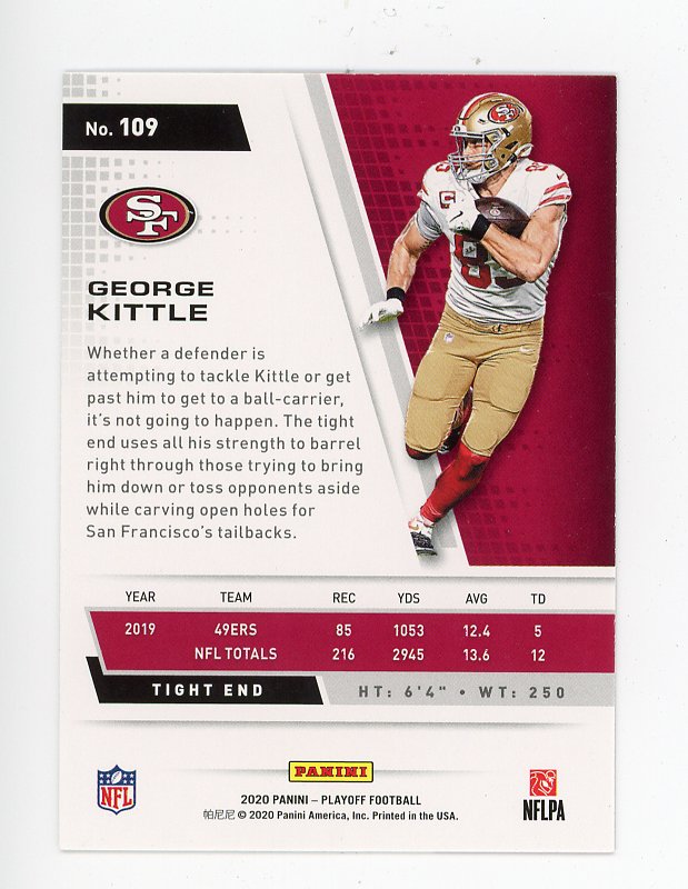 2020 George Kittle Kick Off Panini San Francisco 49ers # 109