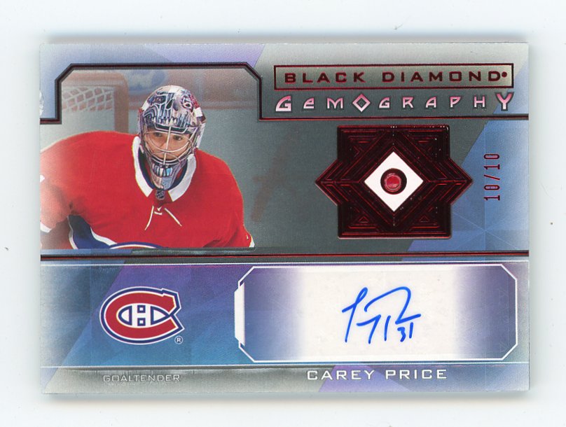 2021-2022 Carey Price Gemography Auto #D /10 Black Diamond Montreal Canadiens # G-CP