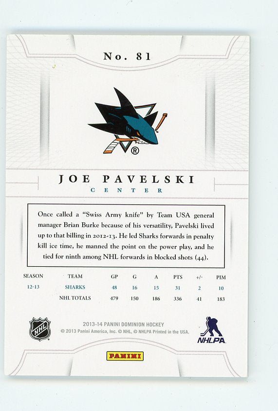 2013-2014 Joe Pavelski #D /299 Panini San Jose Sharks # 81
