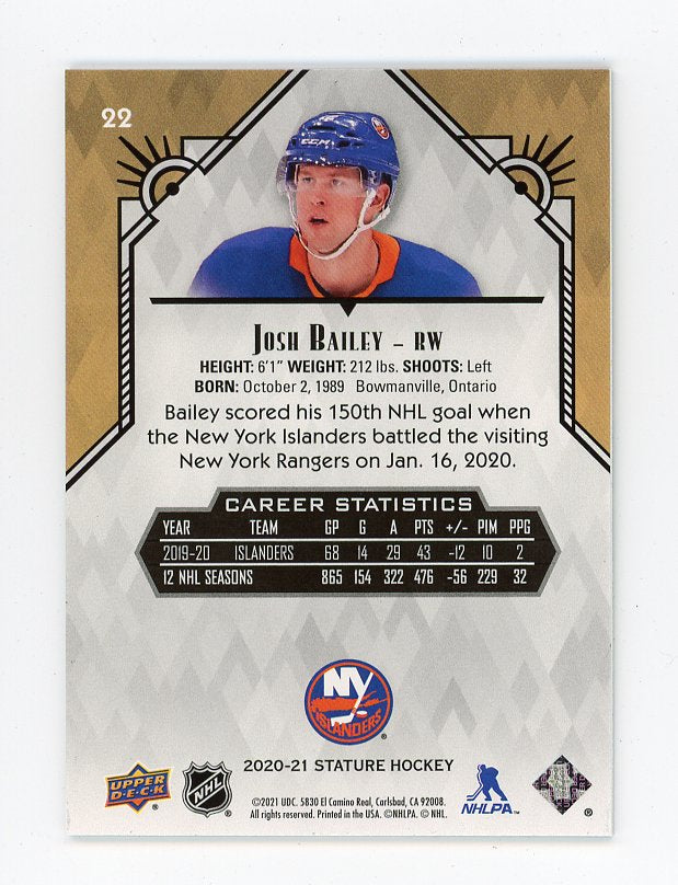 2020-2021 Josh Bailey Base Stature New York Islanders # 22