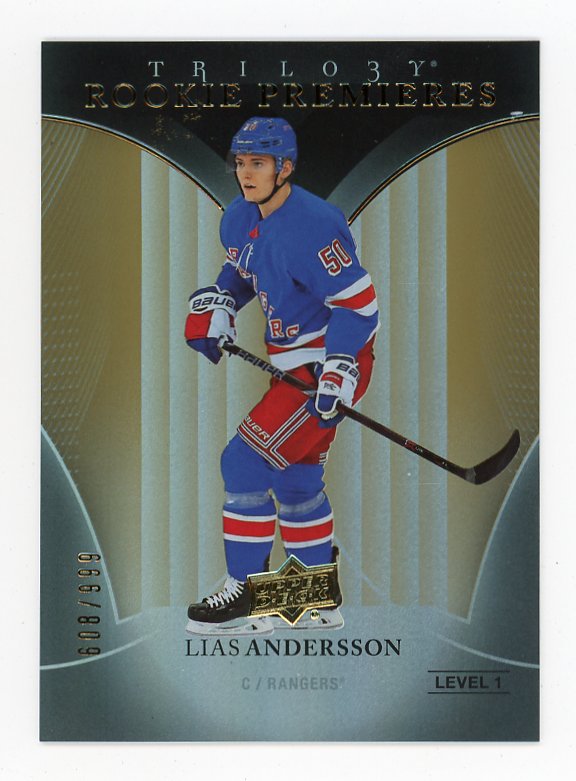 2018-2019 Lias Andersson Rookie Premieres #D /999 Trilogy New York Rangers # 53