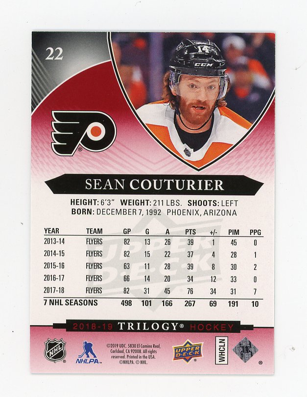 2018-2019 Sean Couturier #D /425 Trilogy Philadelphia Flyers # 22