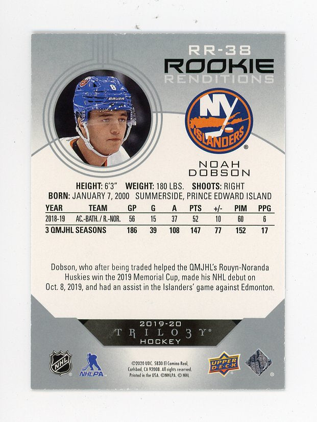 2019-2020 Noah Dobson Rookie Renditions Trilogy New York Islanders # RR-38