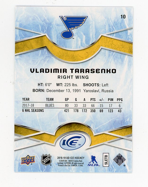 2018-2019 Vladimir Tarasenko Green ICE St.Louis Blues # 10