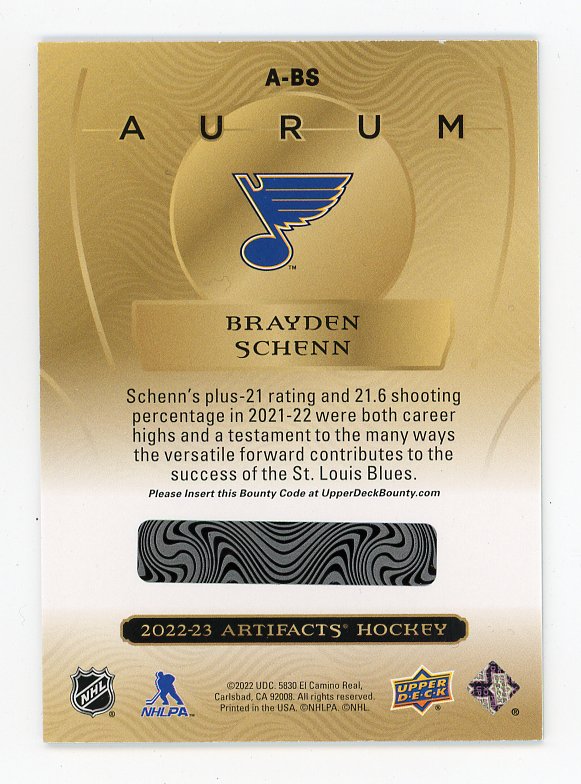 2022-2023 Brayden Schenn Aurum Artifacts St.Louis Blues # A-BS