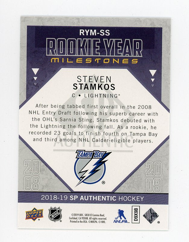 2018-2019 Steven Stamkos Rookie Year Milestones SP Authentic Tampa Bay Lightning # RYM-SS