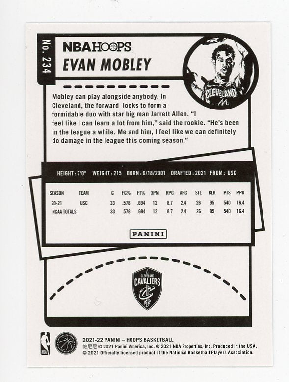 2021-2022 Evan Mobley Rookie NBA Hoops Cleveland Cavaliers # 234