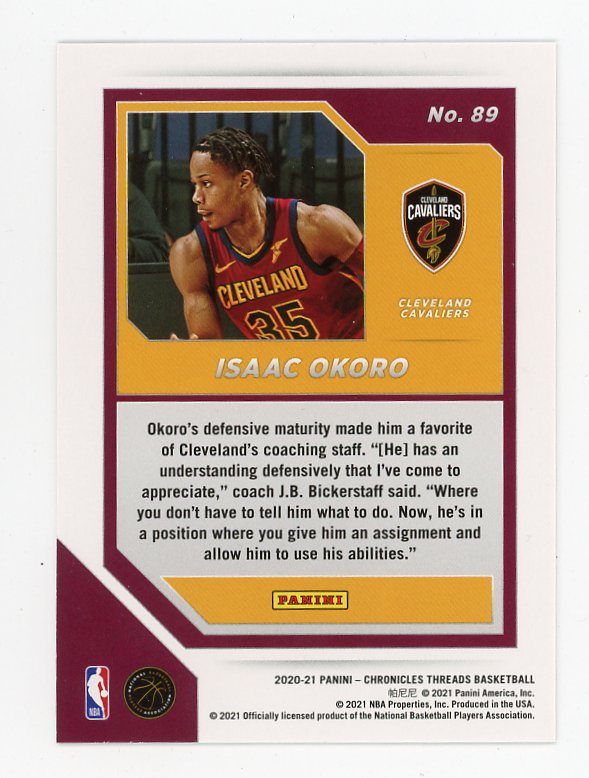 2020-2021 Isaac Okoro Pink Rookie Panini Threads Cleveland Cavaliers # 89