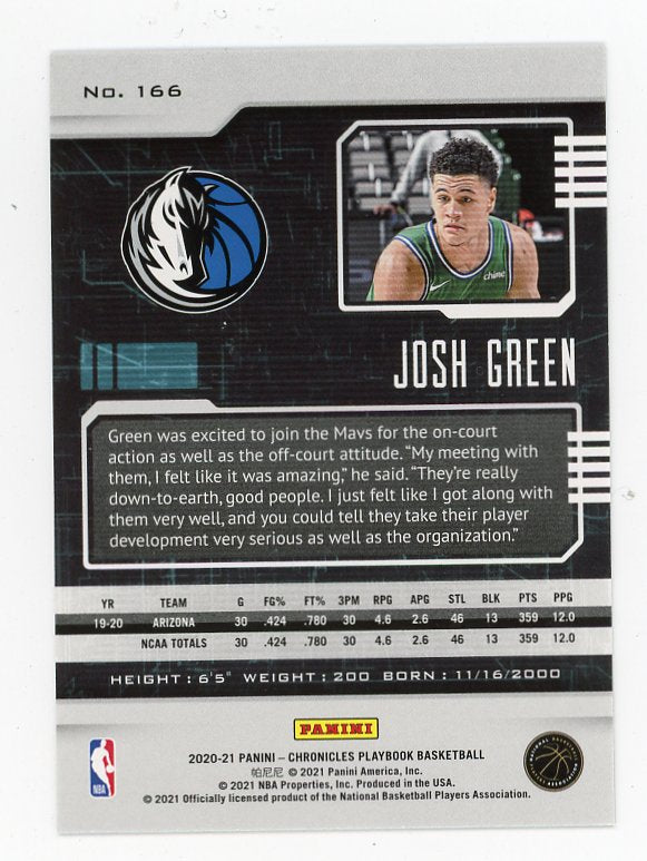 2020-2021 Josh Green Rookie Playbook Dallas Mavericks # 166