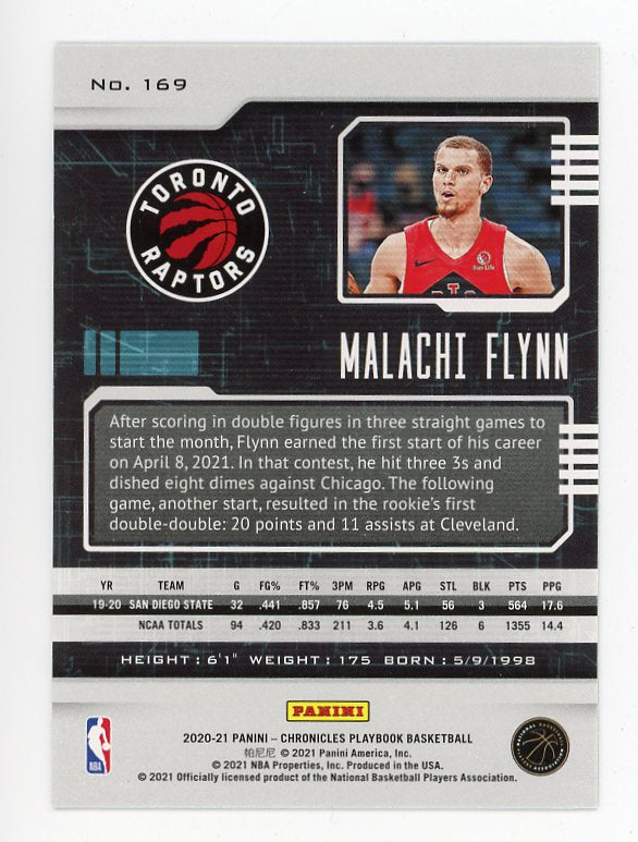 2020-2021 Malachi Flynn Rookie Playbook Toronto Raptors # 169