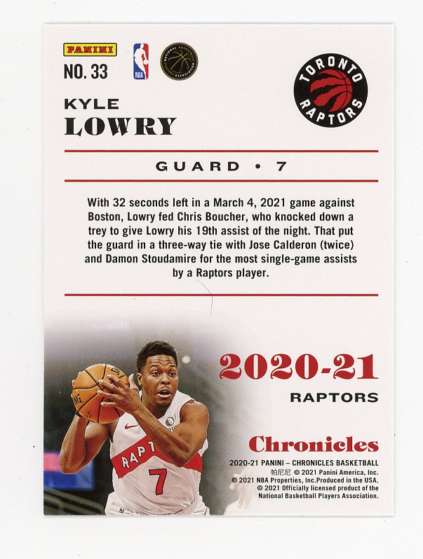 2020-2021 Kyle Lowry Pink Chronicles Toronto Raptors # 33