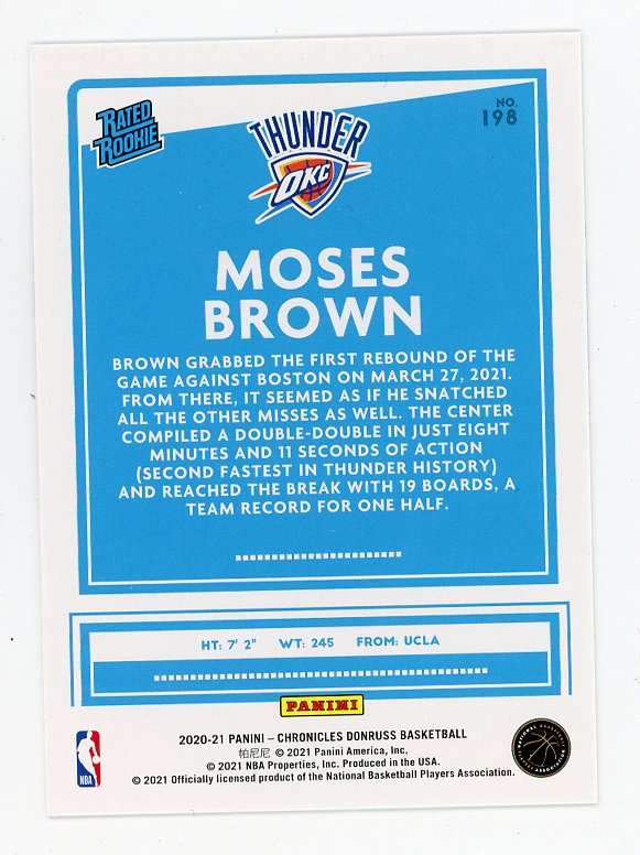 2021-2022 Moses Brown Pink Rookie NBA Hoops Oklahoma City Thunder # 198