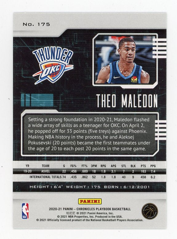 2020-2021 Theo Maledon Rookie Playbook Oklahoma City Thunder # 175