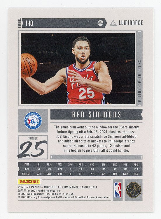 2020-2021 Ben Simmons Luminance Philadelphia 76ers # 148