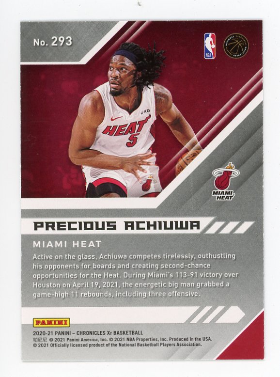 2020-2021 Precious Achiuwa Pink Rookie Chronicles XR Miami Heat # 293