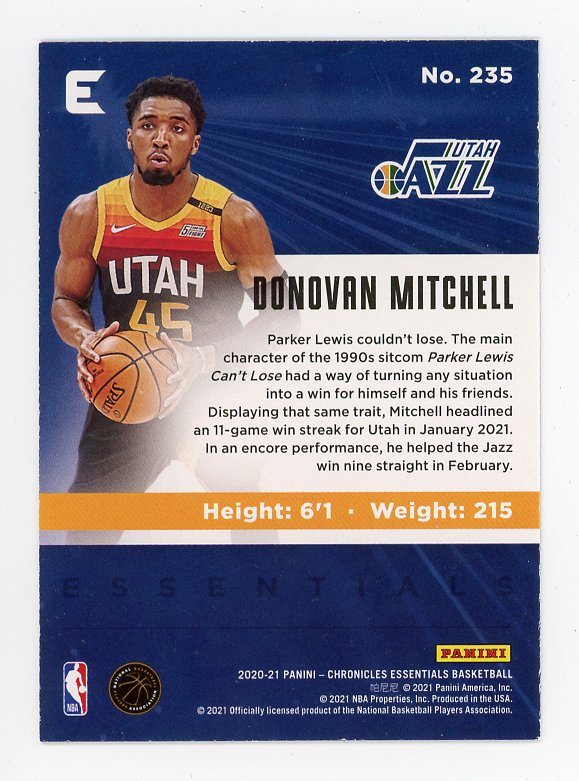2020-2021 Donovan Mitchell Pink Chronicles Essentials Utah Jazz # 235