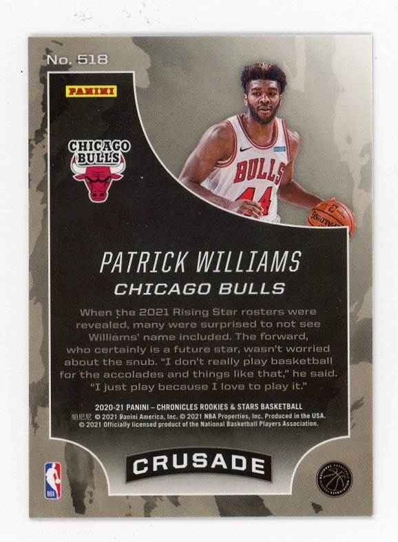 2020-2021 Patrick Williams Rookie Crusade Panini Chicago Bulls # 518