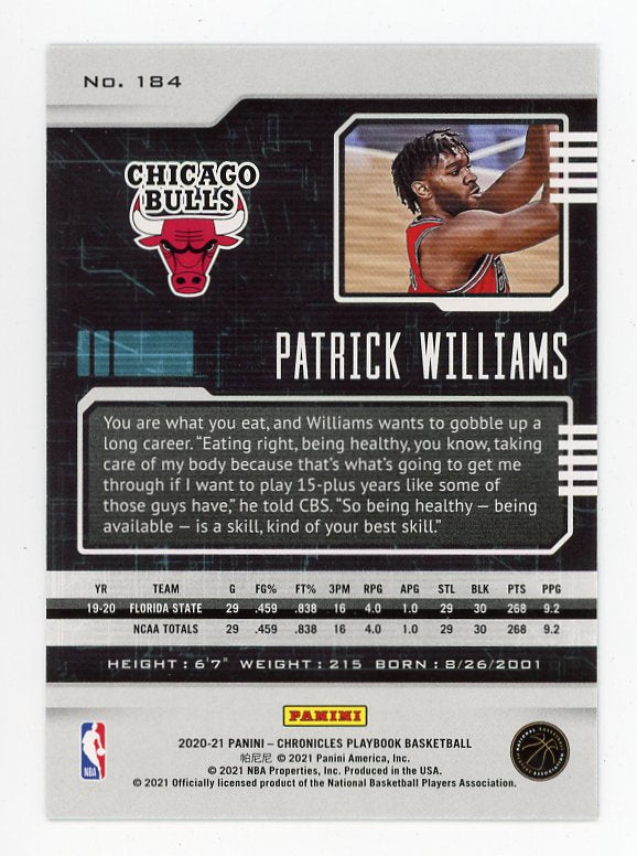 2021-2022 Patrick Williams Rookie Playbook Chicago Bulls # 184