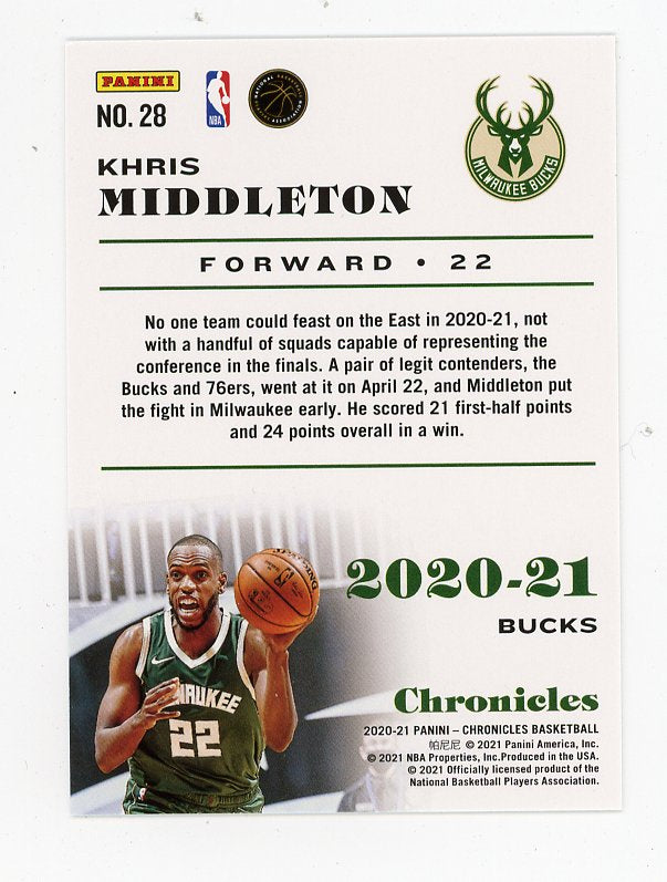 2020-2021 Khris Middleton Pink Chronicles Milwaukee Bucks # 28