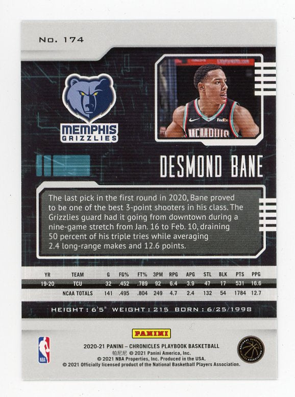 2020-2021 Desmond Bane Rookie Playbook Memphis Grizzlies # 174