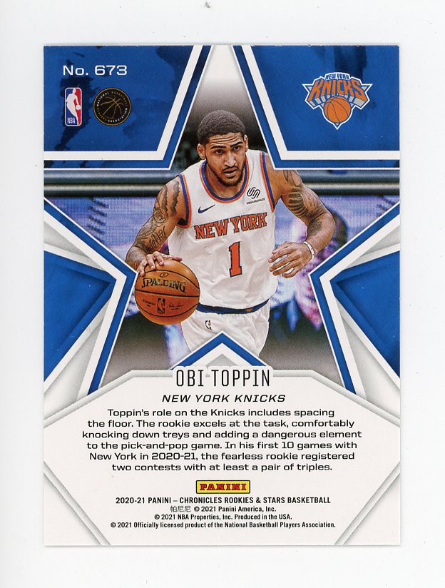 2020-2021 Obi Toppin Rookies & Stars Panini New York Knicks # 673