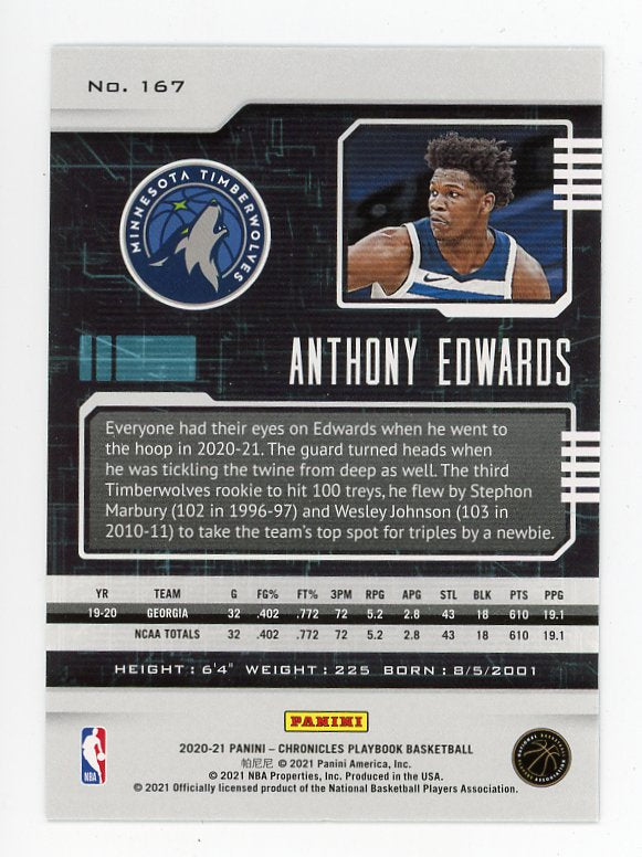 2020-2021 Anthony Edwards Rookie Playbook Minnesota Timberwolves # 167