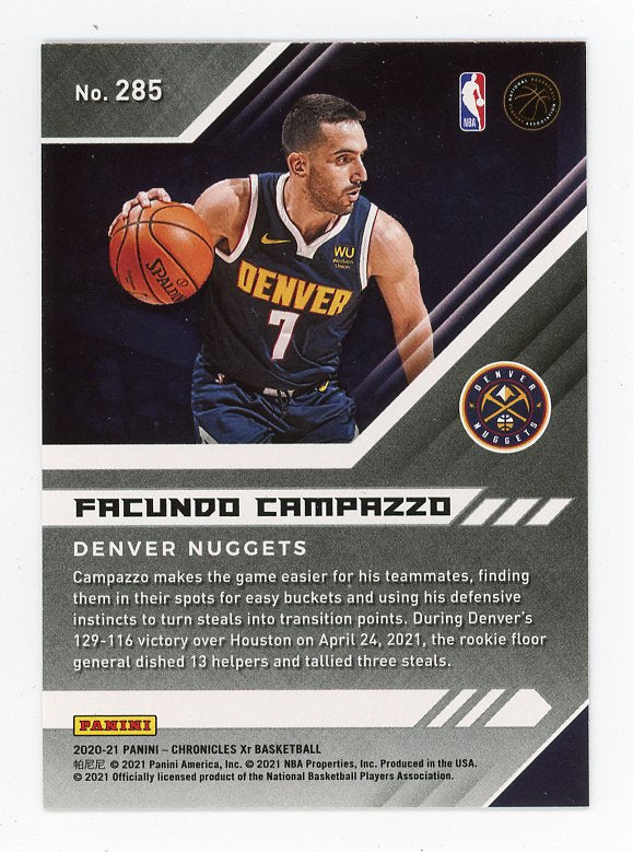 2020-2021 Facundo Campazzo Rookie Chronicles XR Denver Nuggets # 285